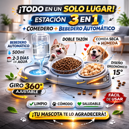 Más Orden, Más Comodidad, Más Amor Con El Comedero Y Bebedero 3 en 1